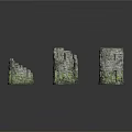 Medieval Mossy Stone Tower Ruins With Varied Shapes As Scenic Architectural Components
