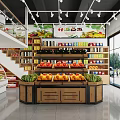 Spacious Fruit Store Interior With Fresh Fruits 3d model