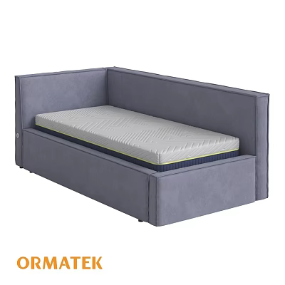 Gray Upholstered Double Bed With Comfortable Mattress And Modern Design 3d model