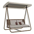 Comfortable Hanging Swing Chair With Wooden Frame Canopy Beige Cushions And Brown Pillows