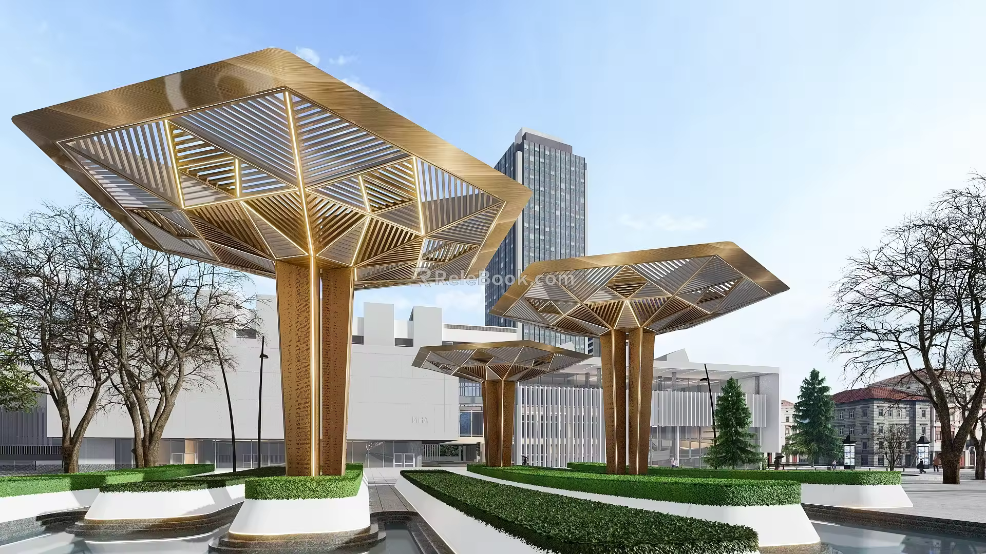 Modern Pavilion Landscape Column 3d model