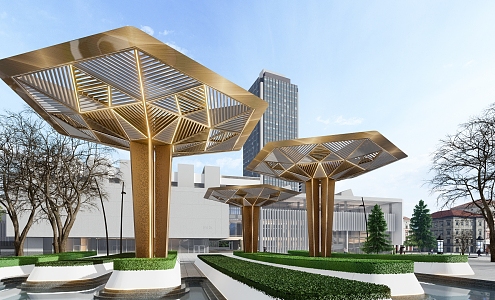 Modern Pavilion Landscape Column 3d model