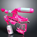 Vibrant Pink Toy Gun Featuring Heart Shaped Tip And Silver Spray Bottle