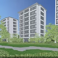 Modern Residential Building With Contemporary Exterior Surrounded By Green Trees And Lawns