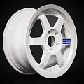White Volk Racing TE37 Wheel Rim With Multi Spoke Design And Brand Logo