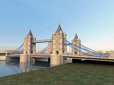 European Bridge Road Landscape 3d model