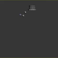 Futuristic Scene Component With Square Platform Yin Yang Symbol Yellow Lights And Colorful Spheres