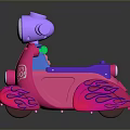 Pink Purple Kids Toy Scooter With Purple Headlight LET'S GO Lettering And Decorative Patterns
