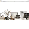 Minimalist Modern Decorative Accessories Set With Ceramic Vase Dried Flowers Wooden Frame And Books
