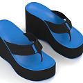 Blue And Black Wedge Heel Flip Flops Featuring Stylish Strap And Comfortable Design