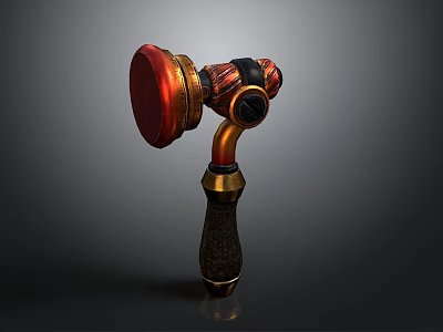 Vintage Handheld Equipment With Red Circular Component Gold Accents And Black Handle 3d model