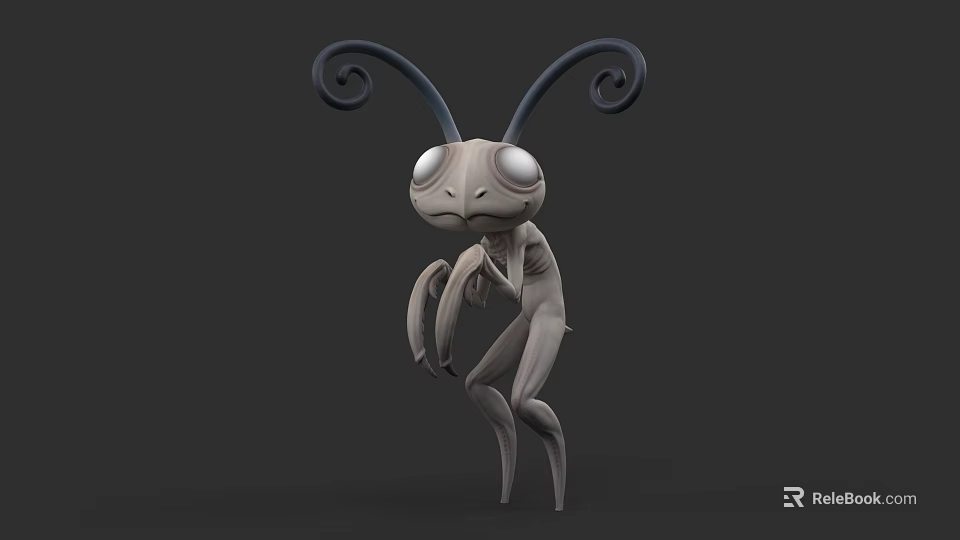 Game Movie Character 3D Design With Curled Antennae Large Eyes And Slender Body 3d model 