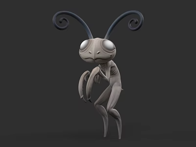 Game Movie Character 3D Design With Curled Antennae Large Eyes And Slender Body 3d model