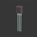 High Quality Black Three Legged Electronic Transistor On Dark Reflective Background 3d model