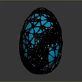 Mystical Creature Egg With Black Shell And Blue Glowing Interior