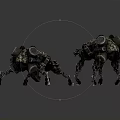 Two Robotic Beetle Like Mechanical Creatures With Armored Shells And Metal Legs 3d model