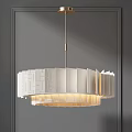 Modern White Chandelier With Geometric Pattern Lampshade And Soft Interior Lighting 3d model