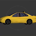 Yellow Taxi 3D Model With Roof Light And Sleek Body Design Details