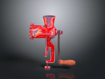 Red STANDERWEX Electric Meat Grinder Kitchen Appliance Featuring Wooden Handle for Home Use 3d model