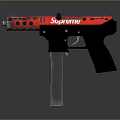 Red Supreme Logo Weapon Pistol With Black Handle And Distinctive Design 3d model