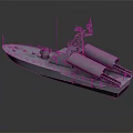 Modern Military Warship With Twin Missile Launchers Radar Antenna On Calm Water Surface