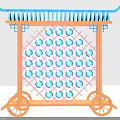 Traditional Style Commercial Equipment with Wooden Frame Blue Grid Lights and Mobile Wheels