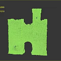 Medieval Stone Castle Gate Tower with Archway Windows and Stone Walls Structure