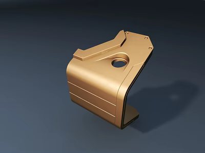 Car Bracket Component Made Of Golden Metal With Hole And Structural Design 3d model