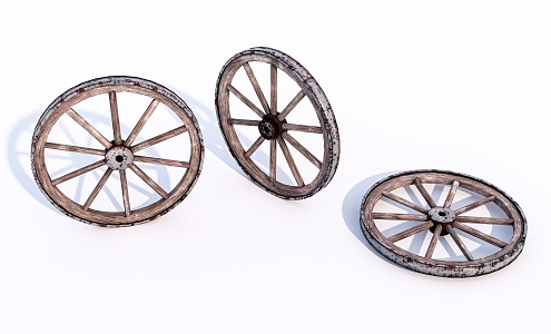 Modern wheels Old wooden wheels 3d model