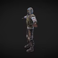 Standing Hooded Masked Armored Game Movie Character With Tactical Gear