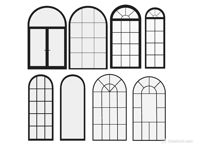 Various Casement Window Designs With Different Pane Patterns And Architectural Styles 3d model