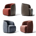 Modern Single Armchair with Quilted Pattern and Multiple Colors for Home Decor 3d model