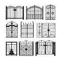 Decorative Wrought Iron Entrance Gates With Various Ornate Designs And Intricate Details