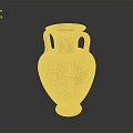 Ancient Greek Style Amphora Sculpture With Black Figure Decoration And Two Handles