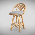 Rattan Bar Stool With Light Wood Frame Gray Cushioned Seat And Modern Home Bar Design
