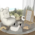 Bear Ear Armchair Cozy Nursery With Easel Stuffed Animals Round Rug Forest View Window