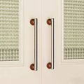 Stainless Steel Cabinet Handles With Wooden Ends On White Doors Glass Panel Design