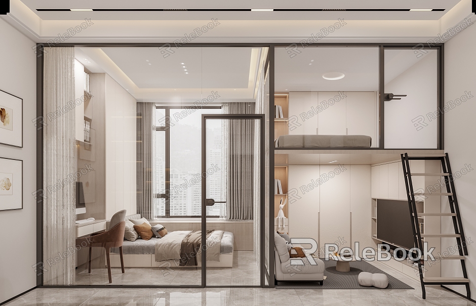 Modern Apartment Apartment Small Leaping Floor model