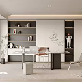 Home Study Desk Bookcase Wardrobe Ornaments Vase Book Single Chair Stool Decorative Cabinet Computer 3d model