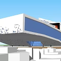 Modern Curved Architecture With Glass Facade Geometric Structure And Blue Sky