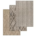Square Rugs With Geometric Patterns And Textured Designs In Neutral Tones 3d model