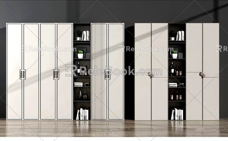 New Chinese Style Wardrobe Light Luxury Glass Door Cabinet 3d model