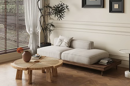 Silly Ancient Double Sofa Solid Wood Sofa Living Room Sofa 3d model