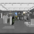 Modern Clothing Store Interior With Mannequins Hanging Clothes And Apparel Shelves