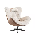 Modern Office Chair With Beige Brown Upholstery Comfortable Backrest And Rotating Metal Base
