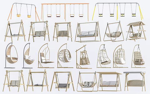 Modern Swing Chair Swing Combination Hanging Chair Outdoor Swing 3d model