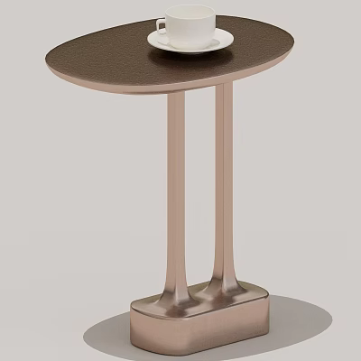 Modern Round Side Table With Brown Top And Metallic Legs Design 3d model