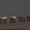 Elegant Creative Curved Upholstered Wooden Sofa Stools For Warm Modern Home Living Room Furniture