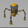 Mechanical Creature Featuring Yellow Top Black Yellow Stripes And Multiple Mechanical Legs 3d model