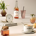 Cozy Coffee Cup With Fresh Coffee Citrus Slices And Mint On Table